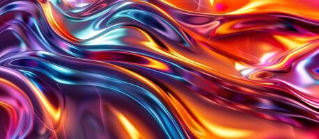 AI generated Vibrant abstract background with pattern of swirling colors in purple, blue, and orange. Flowing colorful waves. photo
