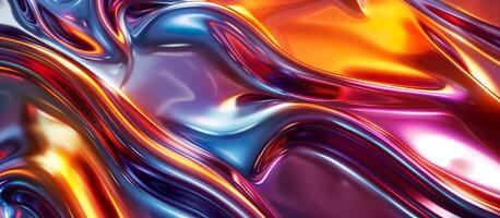 AI generated Vibrant abstract background with pattern of swirling colors in purple, blue, and orange. Flowing colorful waves. photo