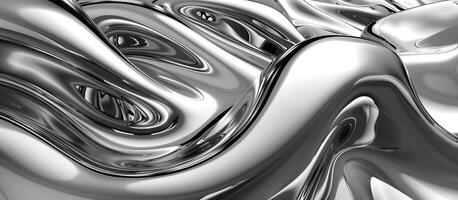 AI generated Swirling metallic textures background of liquid metal. Abstract modern composition. photo