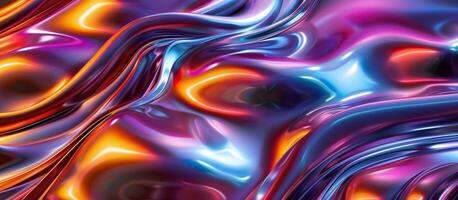 AI generated Vibrant abstract background with pattern of swirling colors in purple, blue, and orange. Flowing colorful waves. photo