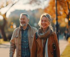 AI generated Sunshine Strolls Love in Later Years photo