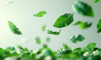 ai generado torbellino de bienestar verde hojas en alto foto