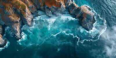 AI generated Aerial Majesty Ocean Cliffs from Above photo