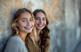 AI generated Joyful Braces Shared Smiles Between Friends photo