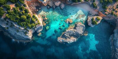 AI generated Aerial Majesty Ocean Cliffs from Above photo