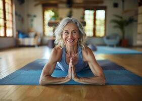 AI generated Wellness in Age Cobra Pose with a Smile photo