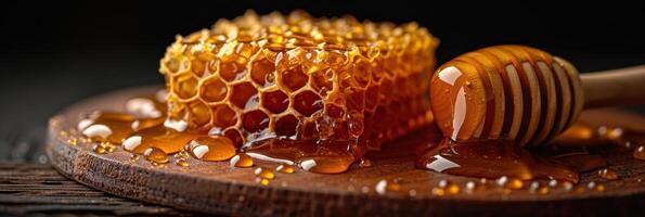 AI generated Artisan Honey and Wooden Dipper photo