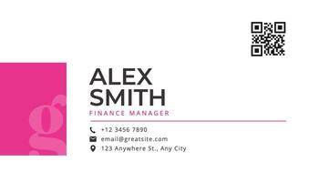 Pink Minimalist Finance Business Card Horizontal template