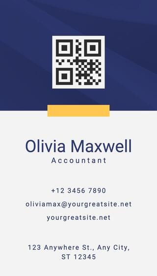 Blue White Minimalist Accountant Business Card Vertical