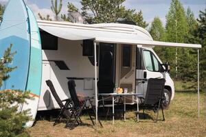 a vacation trip in a motorhome, a rest in a van photo