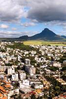 Panoramic view from above of the town and mountains on the island of Mauritius, Mauritius Island photo