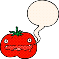 tomate de dessin animé et bulle de dialogue dans le style de la bande dessinée png