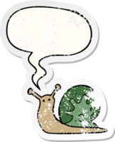 cartoon snail and speech bubble distressed sticker png