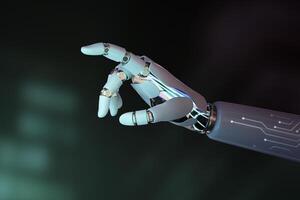 AI generated Robot hand finger pointing, AI technology background photo