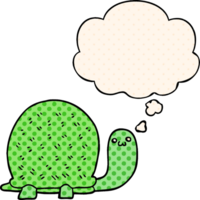 cute cartoon turtle and thought bubble in comic book style png