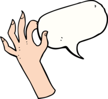 tekenfilm hand- symbool met toespraak bubbel png