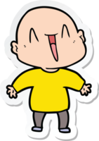 sticker of a happy cartoon bald man png