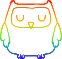 búho de dibujos animados de dibujo de línea de gradiente de arco iris png