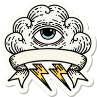 tattoo sticker with banner of an all seeing eye cloud png