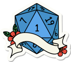 natural one d20 dice roll sticker png