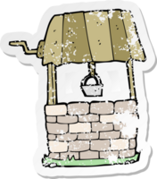 retro distressed sticker of a cartoon wishing well png