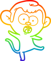 rainbow gradient line drawing cartoon shocked monkey png