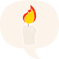 cartoon candle and speech bubble in retro style png