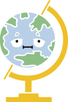 flat color retro cartoon globe of the world png