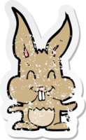 autocollant rétro en détresse d'un lapin de dessin animé png