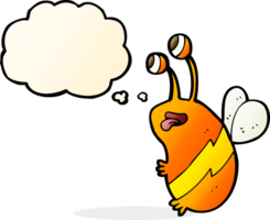 cartoon funny bee with thought bubble png