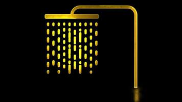 Glowing looping icon water saving symbol neon effect, black background video