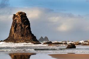 The sandy beach of Benijo on the island of Tenerife.Canary Islands, Spain photo