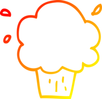 warm gradient line drawing cartoon cupcake png