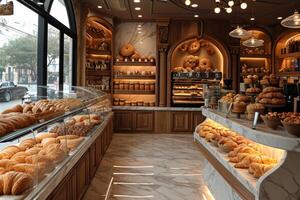 AI generated The interior of a bakery and a store. 3d illustration photo