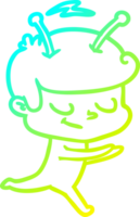 cold gradient line drawing friendly cartoon spaceman running png