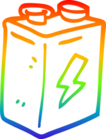 batterie de dessin animé de dessin de ligne de gradient arc-en-ciel png