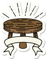 sticker of tattoo style wooden stool png