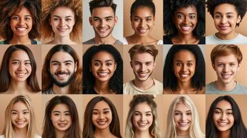 AI generated A collage of many different people. People of different nationalities and races photo