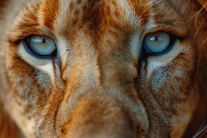 AI generated Portrait of a lion's muzzle in close-up. The Lion's head photo