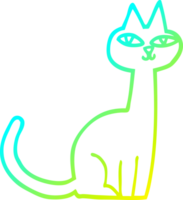 cold gradient line drawing cartoon cat png