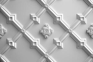AI generated White geometric background with vintage pattern photo