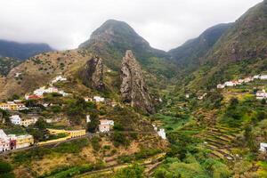 Panoramic view of the mountains on the island of La Gomera, Canary Islands, Spain.Beautiful landscape of the island of Gomera photo