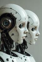 AI generated A futuristic romantic couple, a man and a woman are robots photo