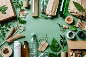 AI generated Reusable environmental products, environmentally sustainable lifestyle and zero waste concept photo
