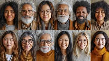 AI generated A collage of many different people. People of different nationalities and races photo