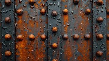 AI generated a riveted piece of old metal sheet. Metal background photo