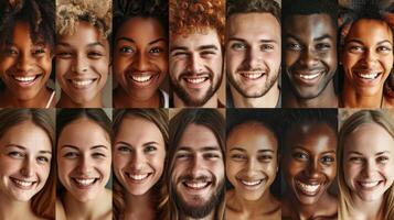 AI generated A collage of many different people. People of different nationalities and races photo