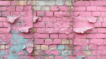 AI generated The background of an old pink brick wall. texture photo