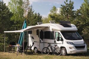 a vacation trip in a motorhome, a rest in a van photo