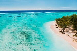 With bird's eye views of the beach and the ocean near the mountain Le Morne Brabant.Coral reef of the island of Mauritius photo